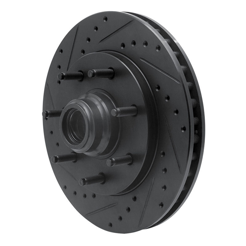 Ford F-250 Brake Rotor (1) - Front Left - R1 Concepts - Drilled & Slotted - Black - `97-`04